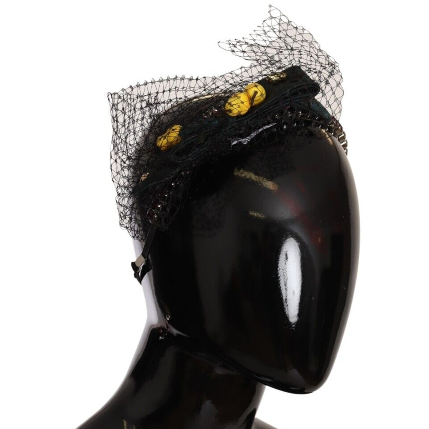 Dolce & Gabbana Enchanting Jewel-Toned Crystal Diadem silver-tiara-crystals-fruits-black-mesh-diadem-headband