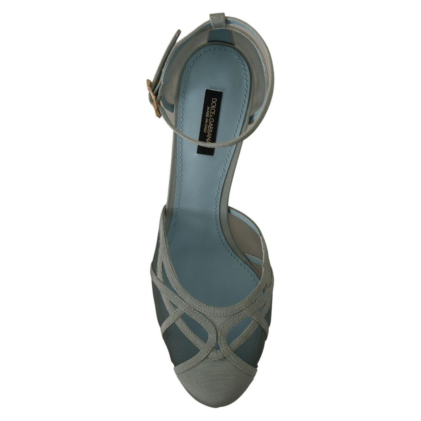 Dolce & Gabbana Elegant Blue Mesh Ankle Strap Sandals blue-mesh-ankle-strap-heels-sandals-shoes