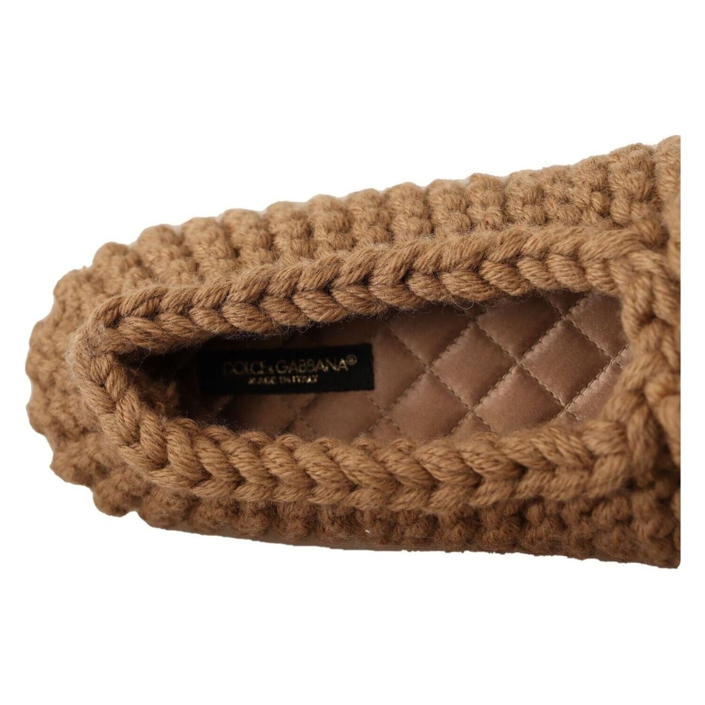 Dolce & Gabbana Elegant Wool Knit Ballerina Flats in Brown brown-slip-on-ballerina-flats-wool-knit-shoes-1