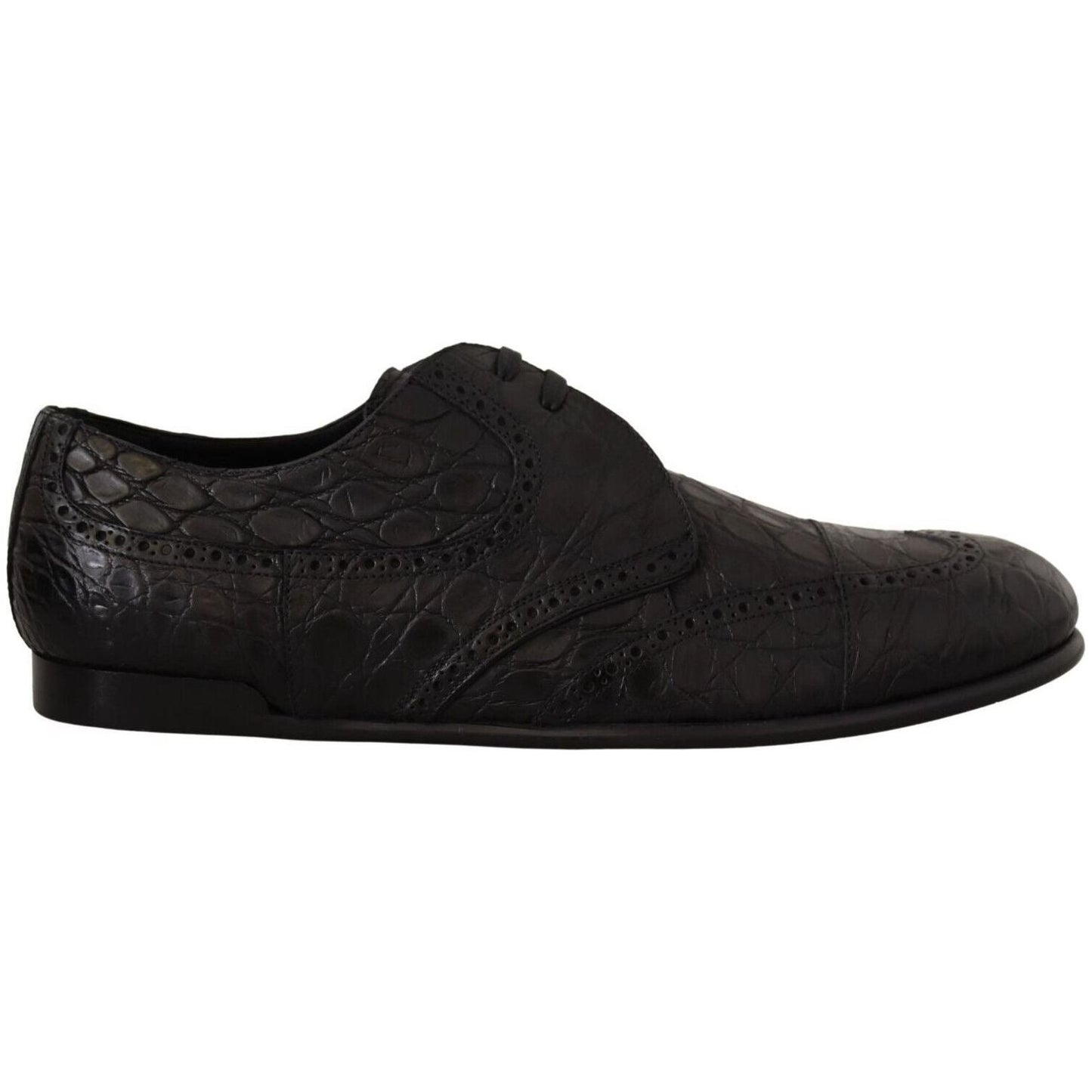 Dolce & Gabbana Exquisite Exotic Leather Derby Shoes black-caiman-leather-mens-derby-shoes