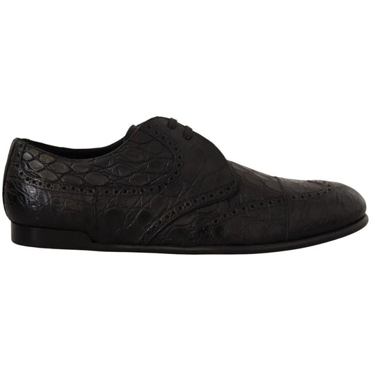 Dolce & Gabbana Exquisite Exotic Leather Derby Shoes black-caiman-leather-mens-derby-shoes