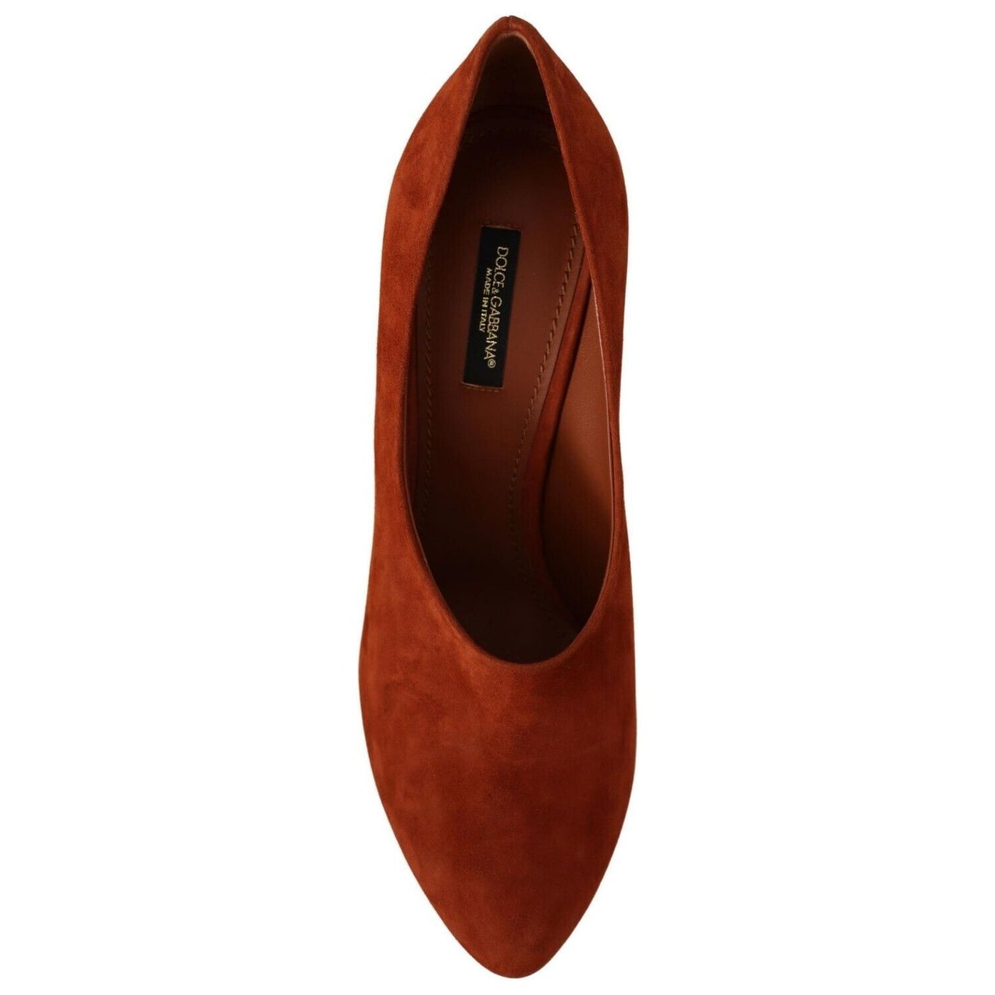 Dolce & Gabbana Elegant Cognac Suede Pumps brown-suede-leather-block-heels-pumps-shoes
