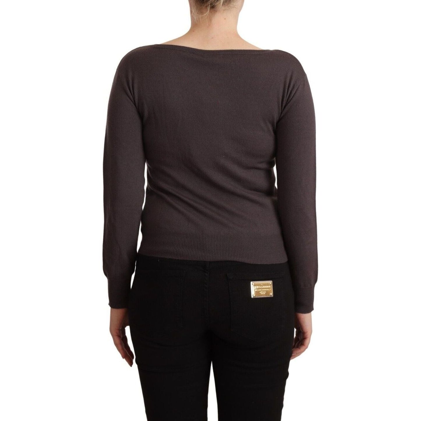 John Galliano Elegant Wool Long Sleeve Sweater brown-wool-sequined-long-sleeves-pullover-sweater