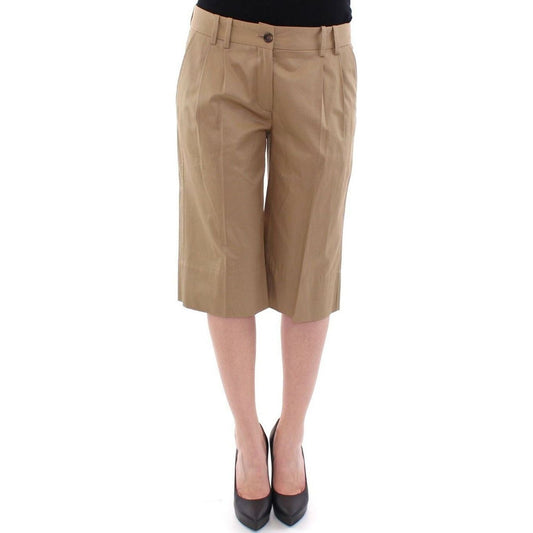 Dolce & Gabbana Elegant Beige Cotton Shorts for Women beige-solid-cotton-shorts-pants