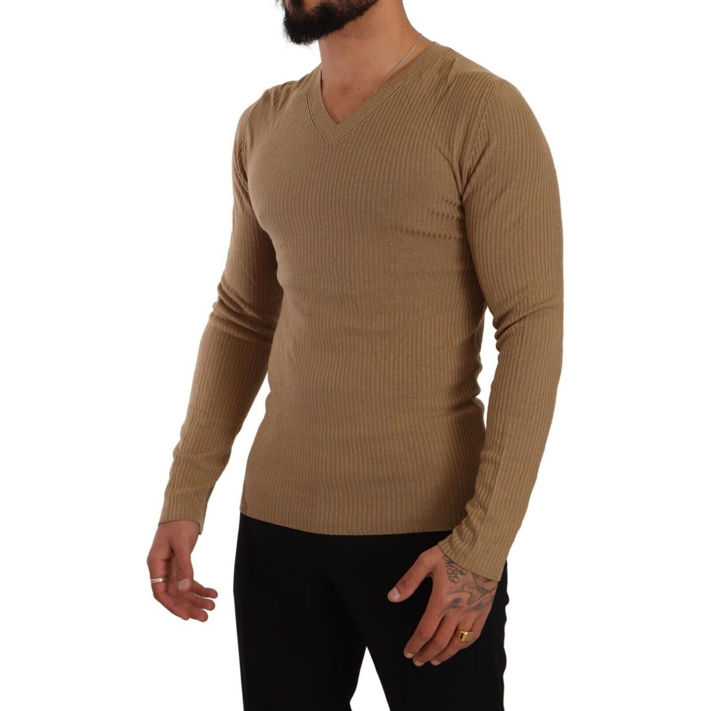 Ermanno Scervino Classic V-Neck Wool Sweater in Brown brown-wool-knit-v-neck-men-pullover-sweater s-l1600-62-1-f2c723ab-494.jpg