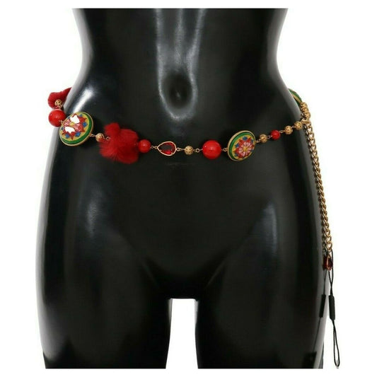 Dolce & GabbanaExquisite Red Fur Crystal Torero Waist BeltMcRichard Designer Brands£459.00