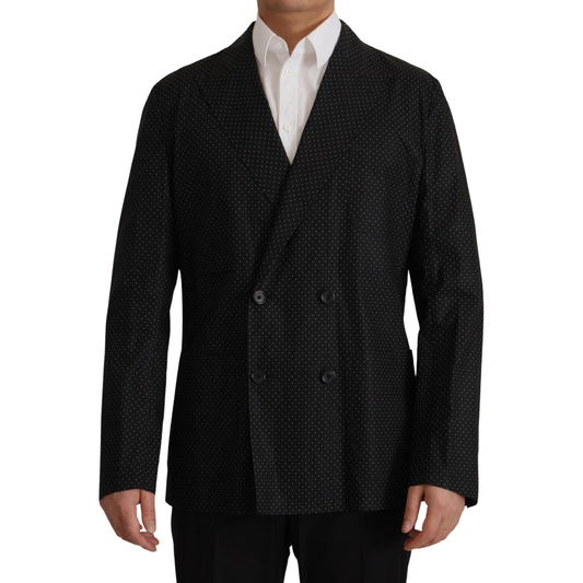 Dolce & Gabbana Polka Dot Slim Double-Breasted Blazer black-polka-dotted-cotton-blazer-jacket