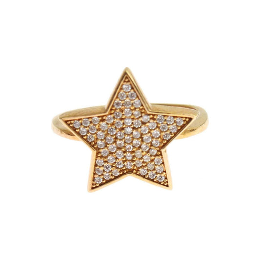 Nialaya Elegant Gold-Plated Sterling Silver Ring with CZ Crystals Ring star-gold-925-silver-womens-clear-ring