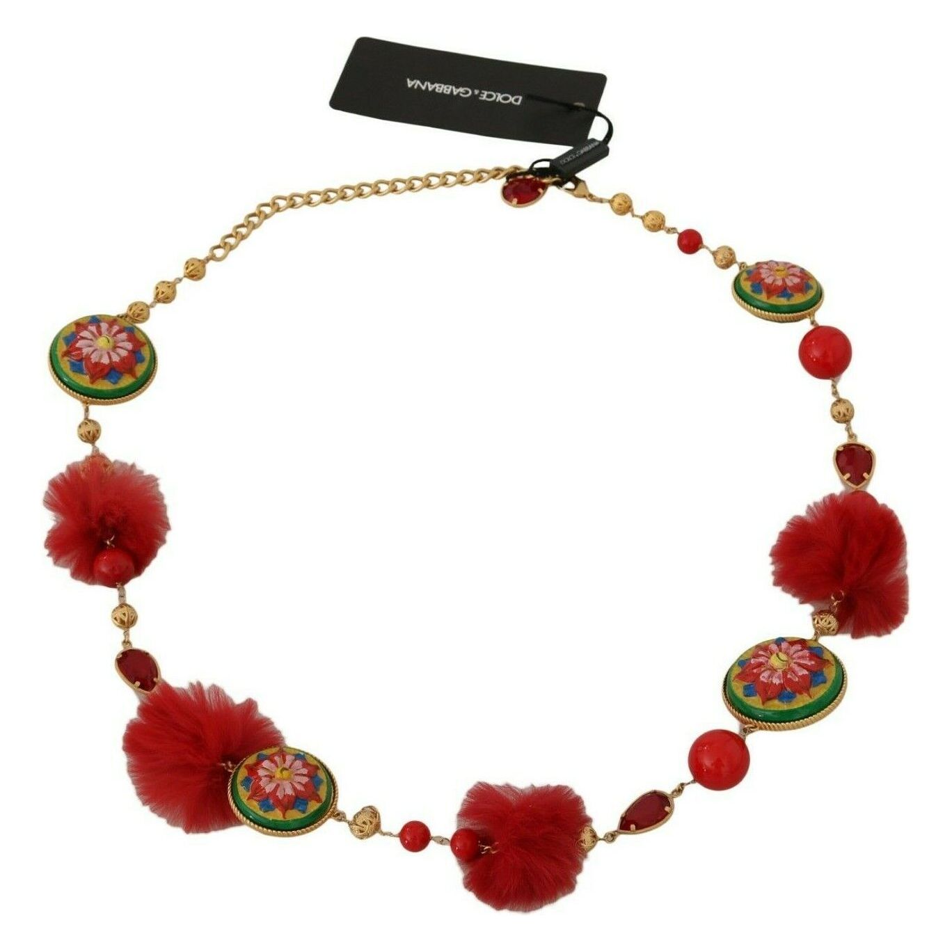 Dolce & Gabbana Exquisite Red Fur Crystal Torero Waist Belt WOMAN BELTS gold-red-fur-crystal-waist-gold-belt