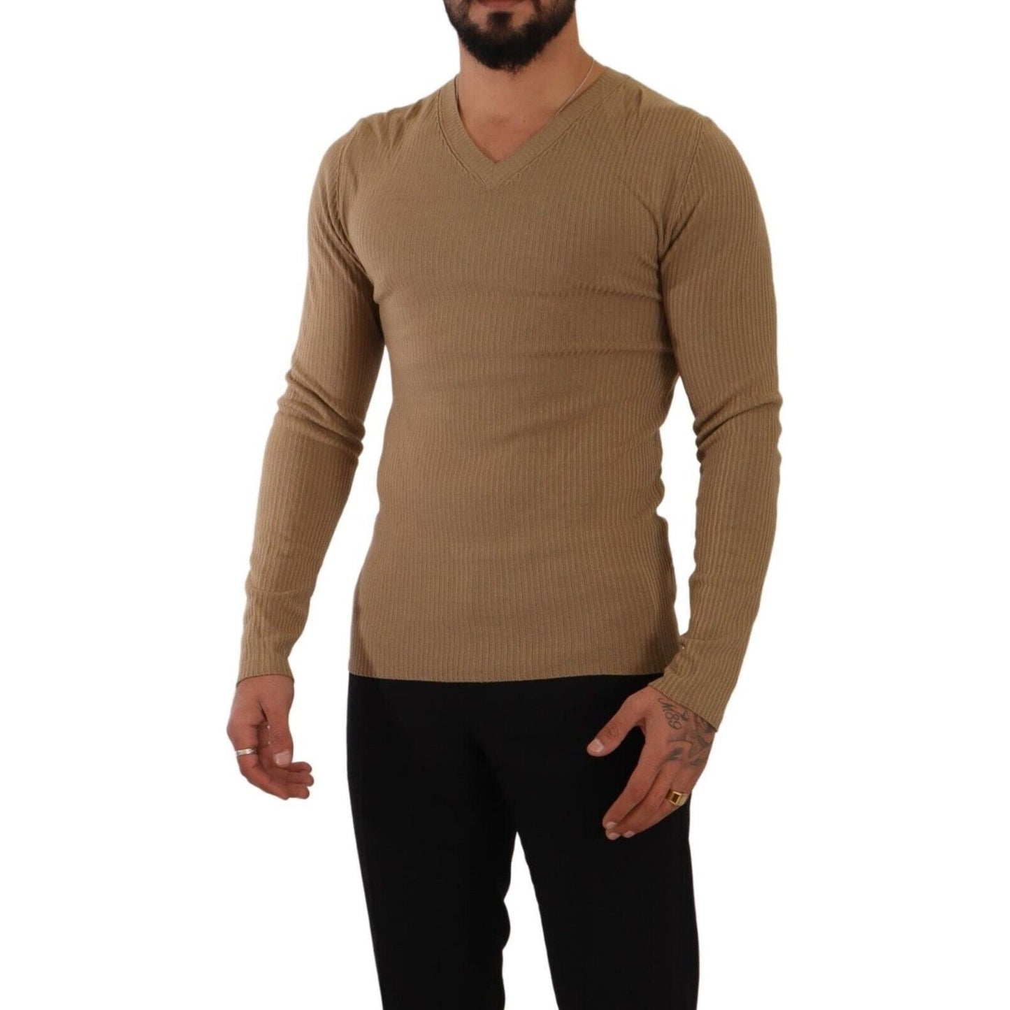 Ermanno Scervino Classic V-Neck Wool Sweater in Brown brown-wool-knit-v-neck-men-pullover-sweater s-l1600-64-1-2f3fe81a-8ab.jpg