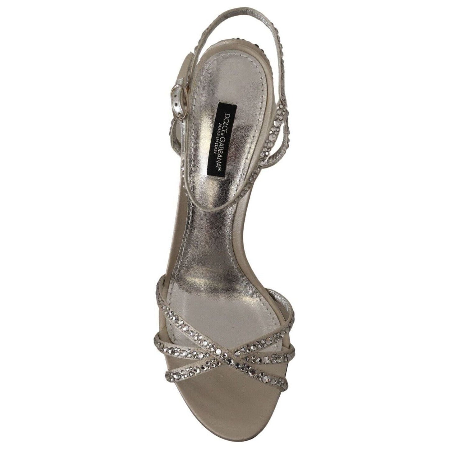 Dolce & Gabbana Crystal-Embellished Silk Blend Heels silver-crystal-covered-ankle-strap-sandals-shoes