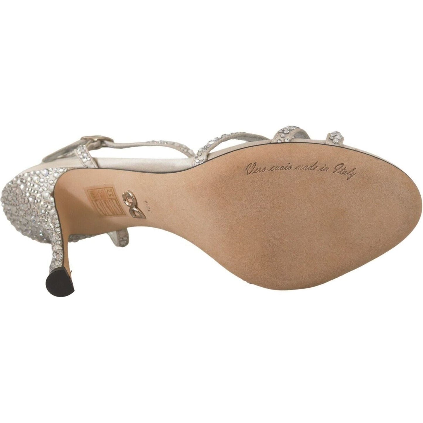 Dolce & Gabbana Crystal-Embellished Silk Blend Heels silver-crystal-covered-ankle-strap-sandals-shoes