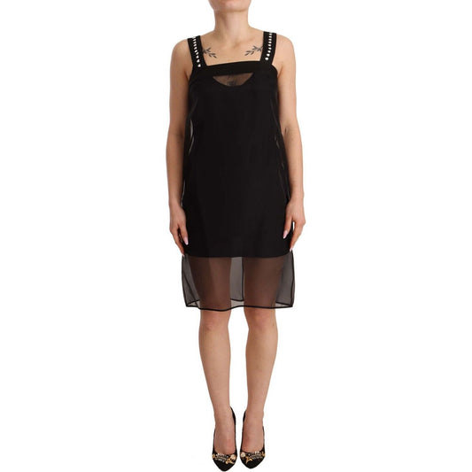 Dolce & Gabbana Elegant Sheath Mini Dress with Crystals black-silk-stretch-crystal-sheath-mini-dress