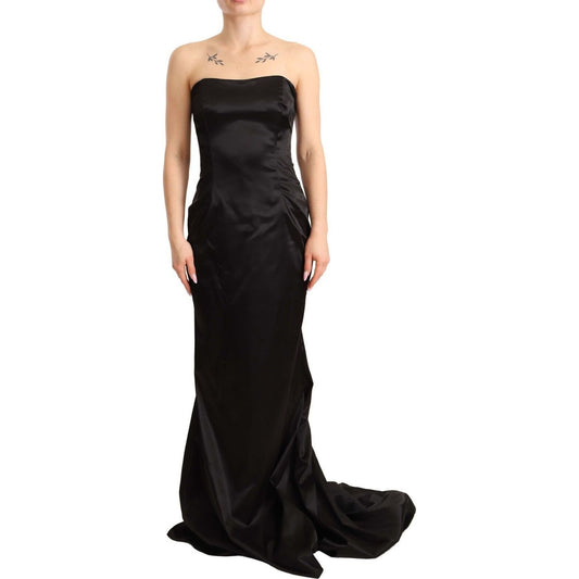 Dolce & Gabbana Elegant Black Strapless Mermaid Dress black-silk-stretch-sheath-mermaid-gown-dress