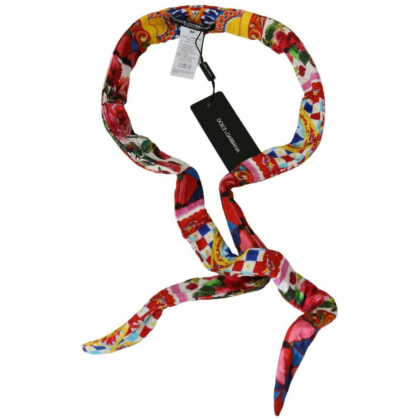 Dolce & Gabbana Silk Cotton Carretto Rose Wrap Belt WOMAN BELTS multicolor-silk-cotton-carretto-rose-pattern-wrap-belt
