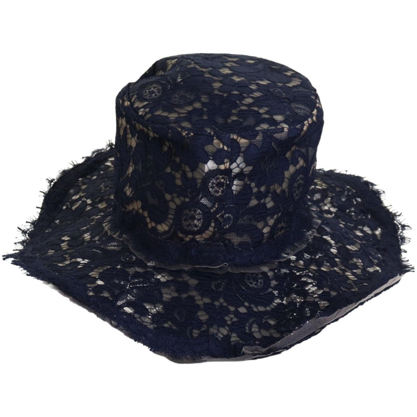 Dolce & Gabbana Elegant Wide Brim Blue Hat blue-floral-lace-wide-brim-floppy-hat