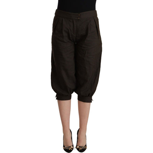 GF Ferre Elegant Brown Cropped Harem Pants brown-viscose-cropped-harem-pants-1