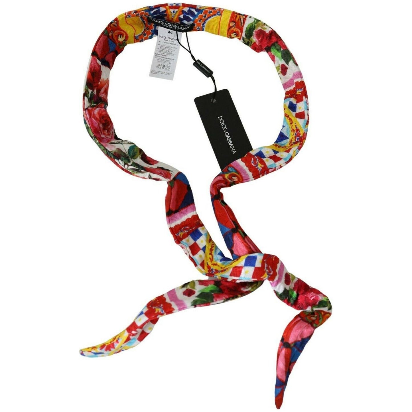 Dolce & Gabbana Silk Cotton Carretto Rose Wrap Belt WOMAN BELTS multicolor-silk-cotton-carretto-rose-pattern-wrap-belt