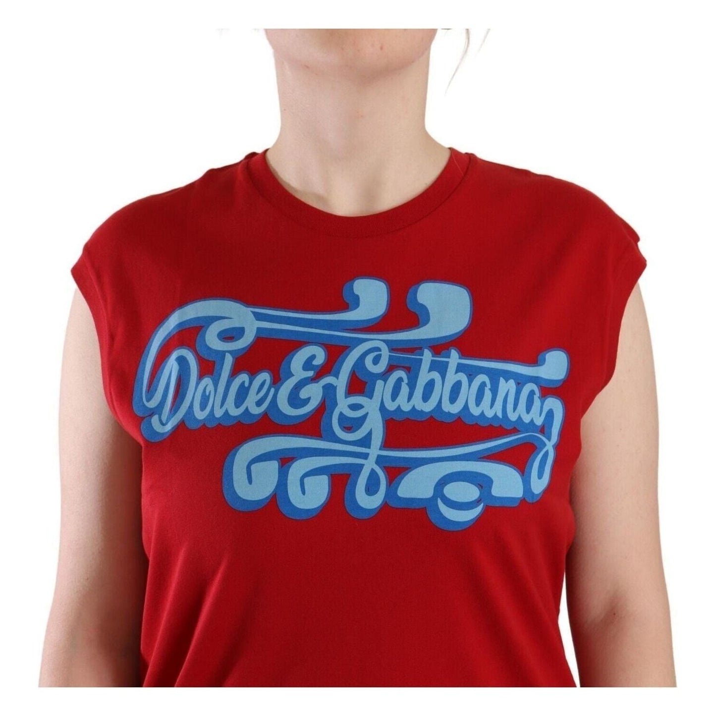 Dolce & Gabbana Elegant Sleeveless Crew Neck Tank Top red-cotton-sleeveless-crewneck-t-shirt-tank-top