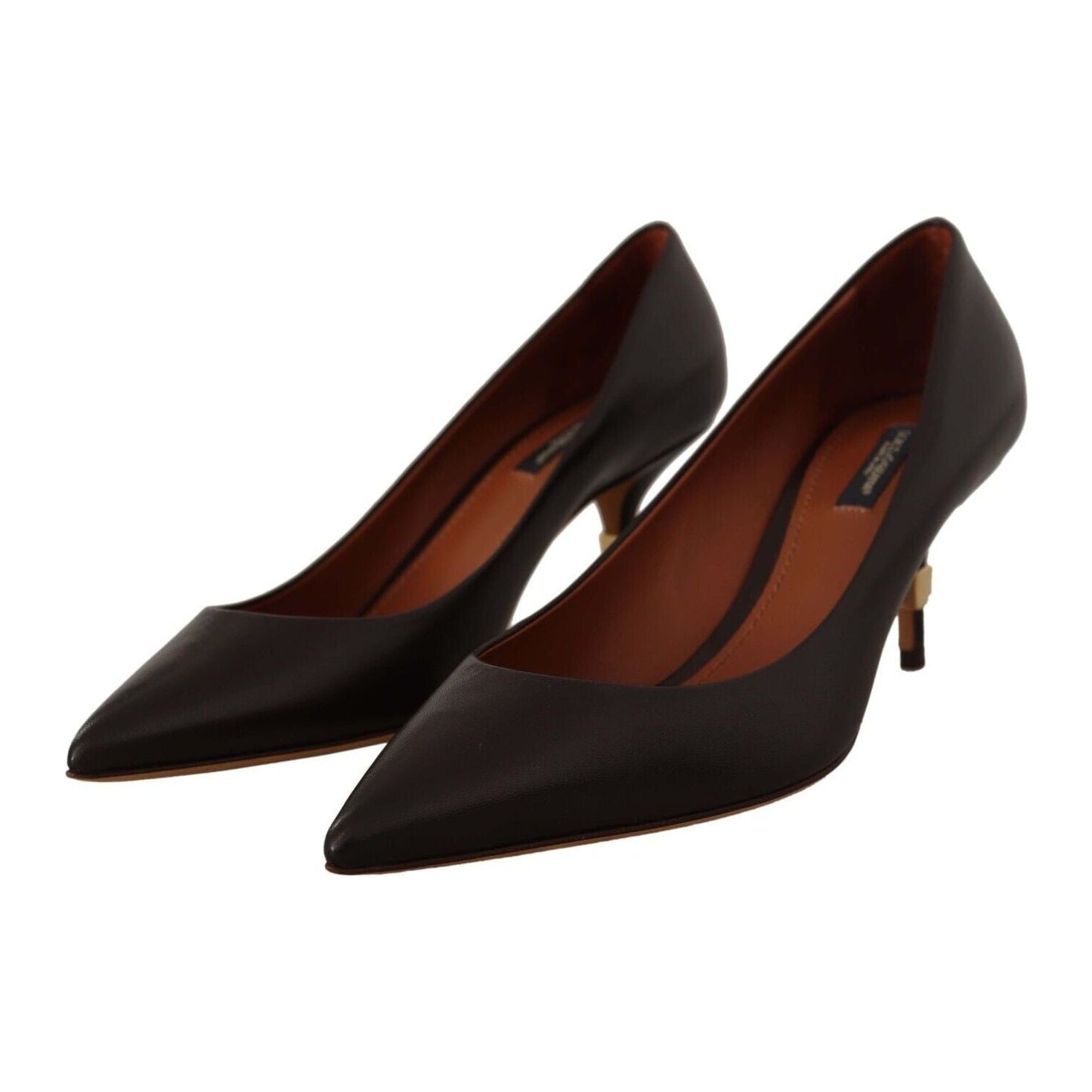 Dolce & Gabbana Elegant Brown Leather Heels Pumps brown-leather-kitten-mid-heels-pumps-shoes s-l1600-7-28-e67eb434-868.jpg