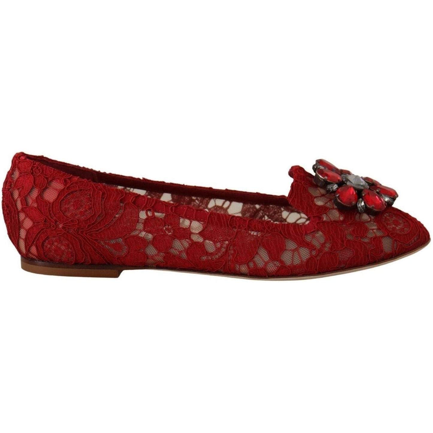 Dolce & Gabbana Radiant Red Lace Ballet Flats with Crystal Buckle red-lace-crystal-ballet-flats-loafers-shoes s-l1600-7-31-b5bd5e8b-51b.jpg