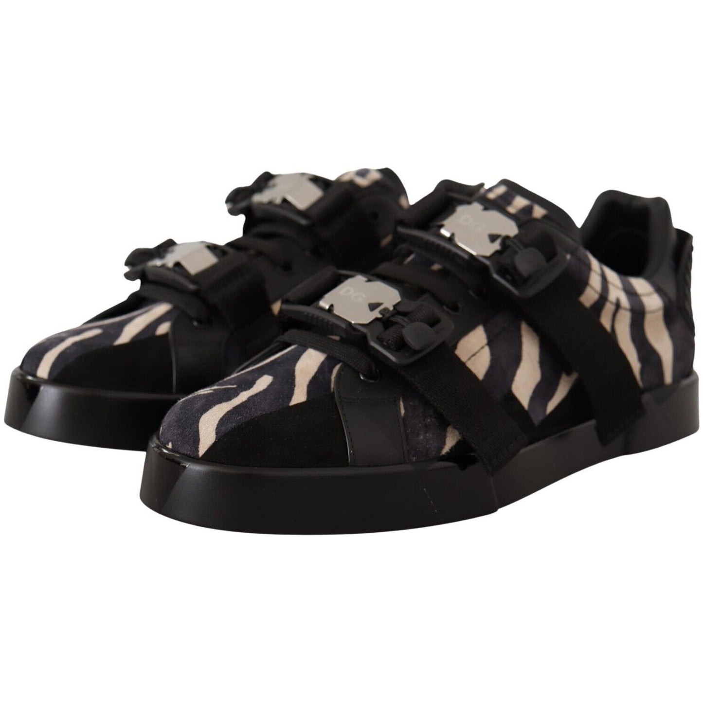 Dolce & Gabbana Zebra Suede Low Top Fashion Sneakers MAN SNEAKERS black-white-zebra-suede-rubber-sneakers-shoes-2