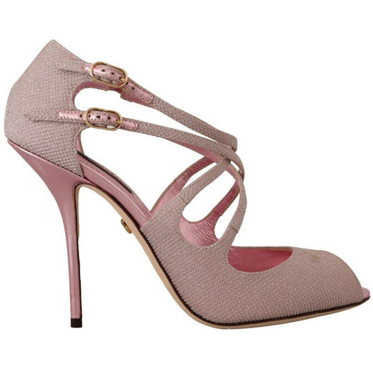 Dolce & GabbanaPink Glitter Peep Toe High Heels SandalsMcRichard Designer Brands£679.00
