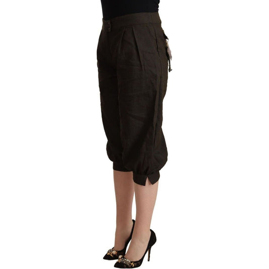 GF Ferre Elegant Brown Cropped Harem Pants brown-viscose-cropped-harem-pants-1