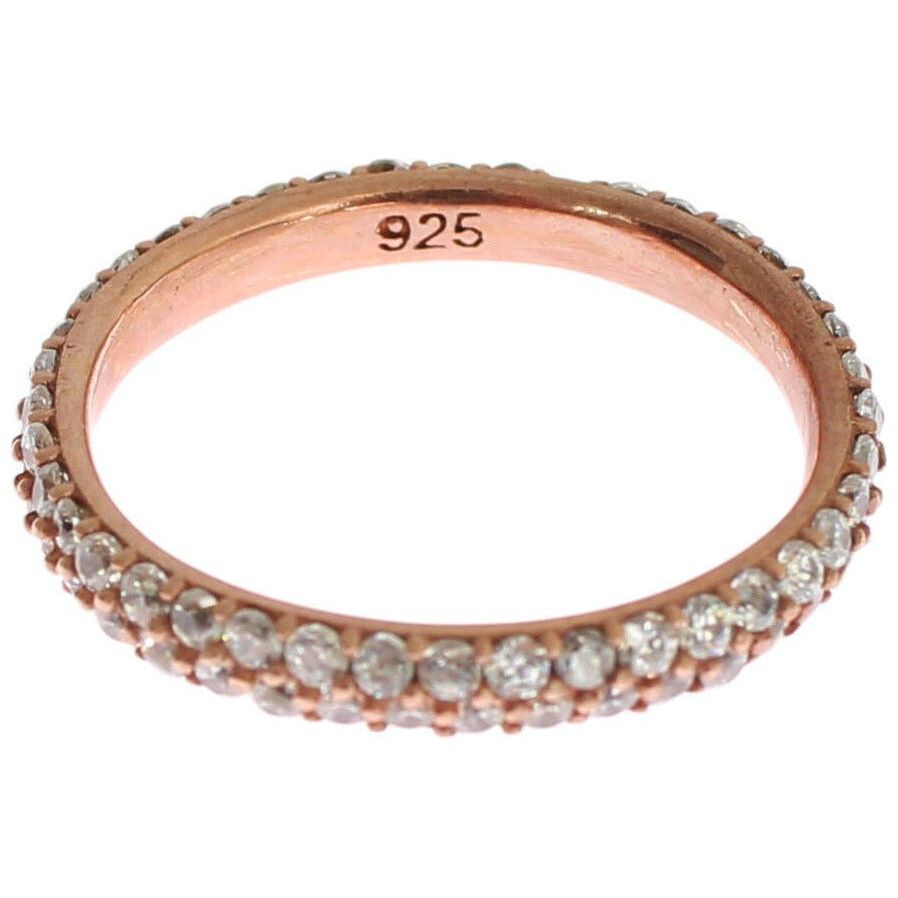 Nialaya Chic Pink Crystal-Encrusted Silver Ring Ring pink-gold-925-silver-clear-cz-ring