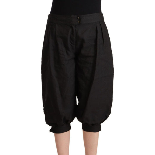 GF Ferre Chic Mid Waist Cropped Harem Pants black-viscose-cropped-harem-pants