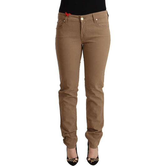 Jacob Cohen Elegant Brown Mid Waist Skinny Pants brown-cotton-stretch-mid-waist-skinny-pants
