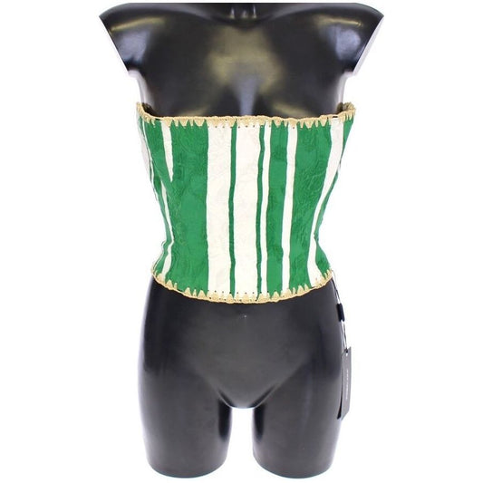 Dolce & Gabbana Green Striped Corset  Woven Raffia Waist Belt green-striped-corset-woven-raffia-waist-belt WOMAN BELTS