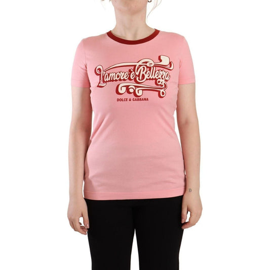 Dolce & Gabbana Chic Pink Logo Crew Neck Tee pink-cotton-short-sleeves-crewneck-t-shirt-top