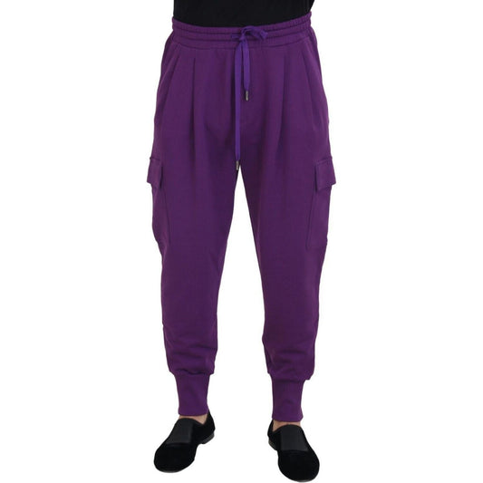 Dolce & Gabbana Elegant Purple Cotton Cargo Sweatpants purple-cotton-cargo-sweatpants-jogging-pants