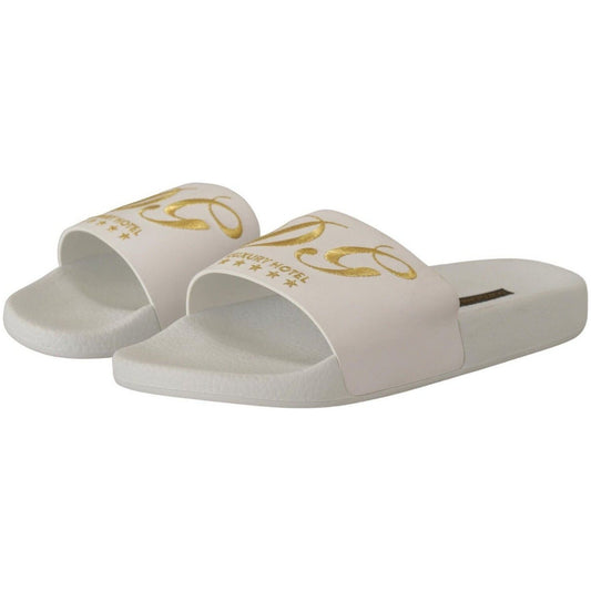 Dolce & GabbanaChic White Leather Slides with Gold EmbroideryMcRichard Designer Brands£289.00