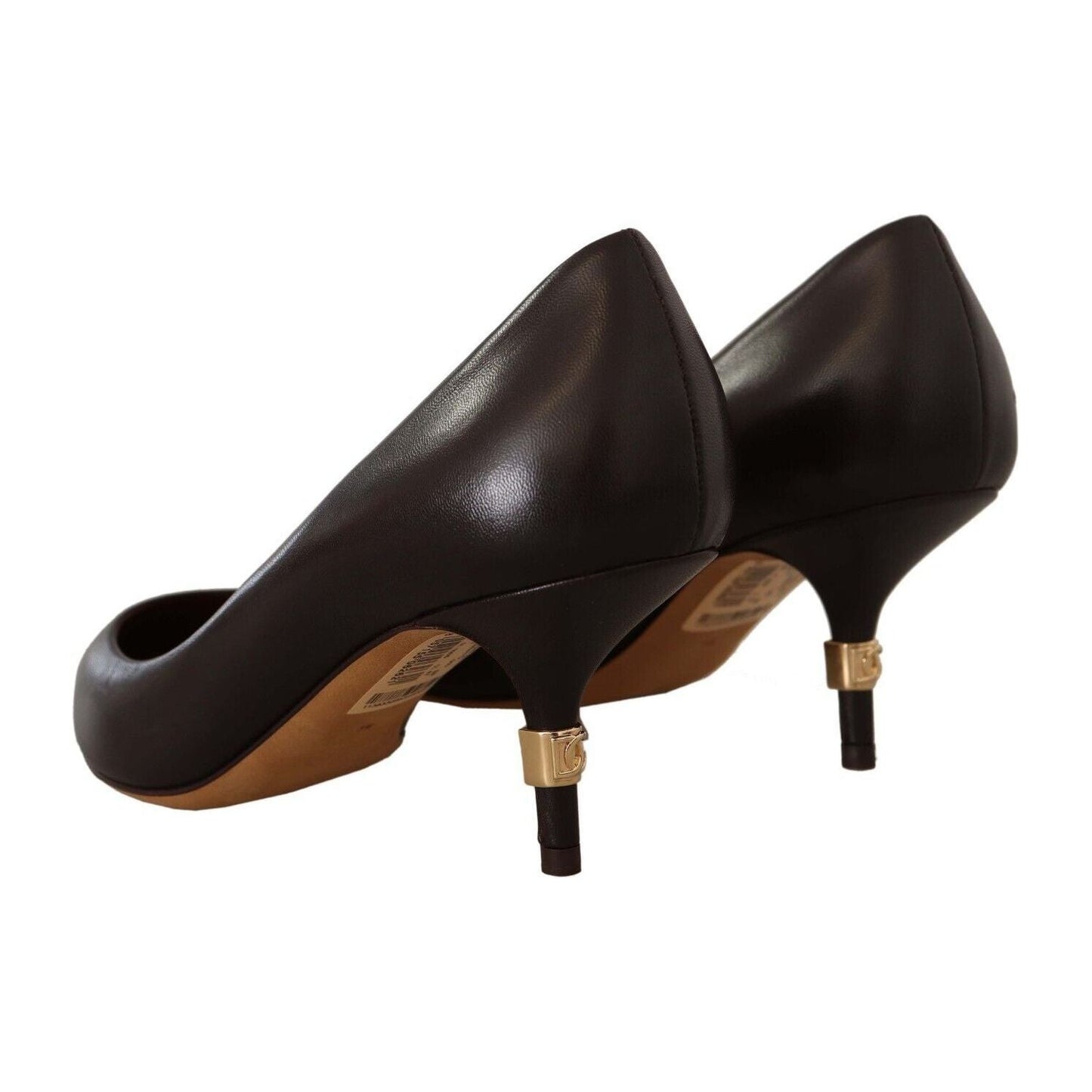 Dolce & Gabbana Elegant Brown Leather Heels Pumps brown-leather-kitten-mid-heels-pumps-shoes