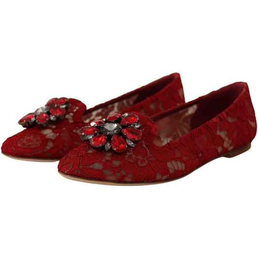 Dolce & GabbanaRadiant Red Lace Ballet Flats with Crystal BuckleMcRichard Designer Brands£449.00