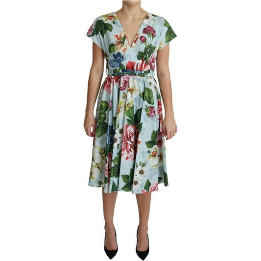 Dolce & Gabbana Floral Elegance V-Neck Cotton Dress green-floral-short-sleeves-v-neck-dress WOMAN DRESSES s-l1600-80-1-06d16306-985.jpg