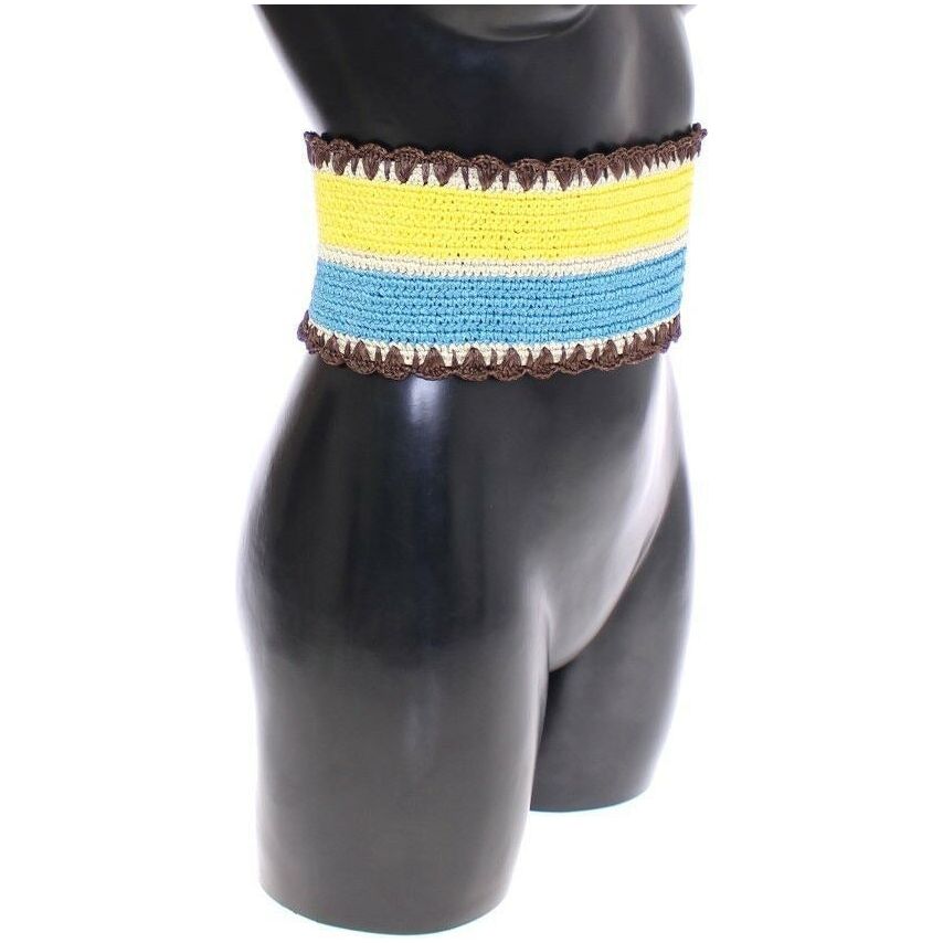 Dolce & Gabbana Runway Woven Raffia-Style Corset Belt MAN BELTS yellow-striped-wide-waist-raffia-belt