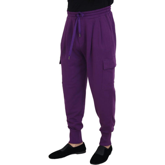 Dolce & Gabbana Elegant Purple Cotton Cargo Sweatpants purple-cotton-cargo-sweatpants-jogging-pants