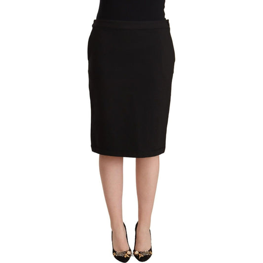 GF Ferre Chic Black Pencil Skirt Knee Length black-straight-pencil-cut-knee-length-skirt