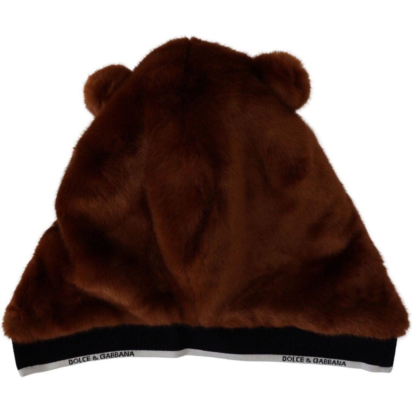 Dolce & Gabbana Elegant Whole Head Hat in Refined Brown Hue brown-bear-fur-whole-head-cap-one-size-polyester-hat