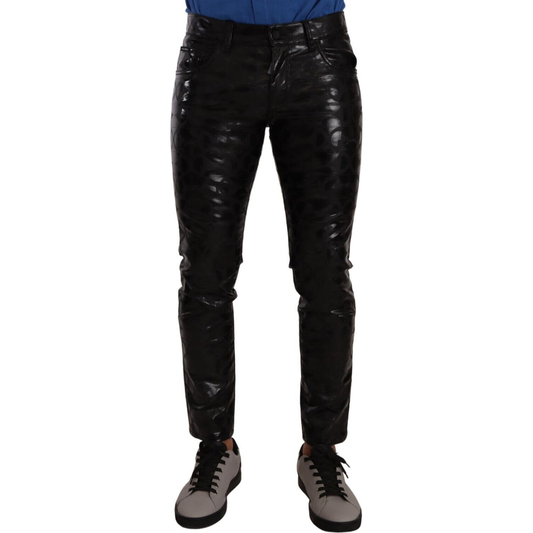 Dolce & Gabbana Elegant Black Logo Skinny Pants black-logo-cotton-stretch-skinny-pants