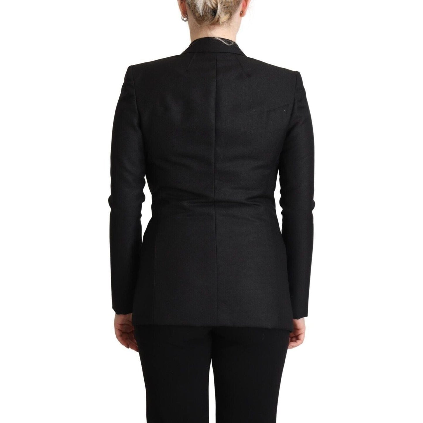 Costume National Elegant Black Double-Breasted Blazer black-long-sleeves-double-breasted-jacket