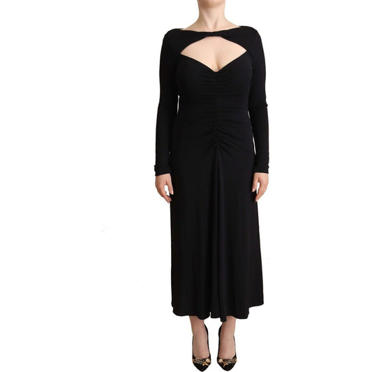 PINKO Elegant Black Nylon Stretch Maxi Dress WOMAN DRESSES black-nylon-stretch-long-sleeves-deep-v-neck-maxi-dress s-l1600-84-18393a18-a03.jpg