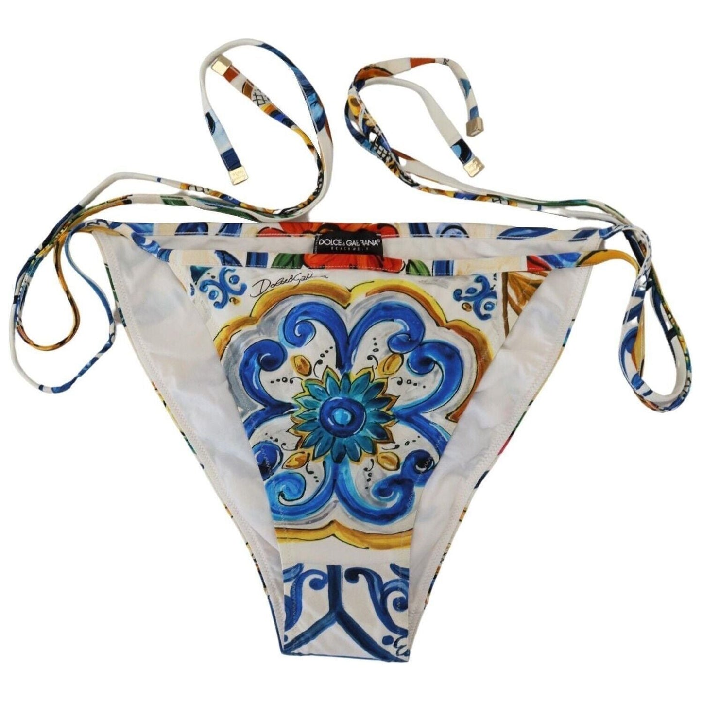 Dolce & Gabbana Floral Print Bikini Bottom Swimwear multicolor-side-tie-bottom-swimwear-bikini