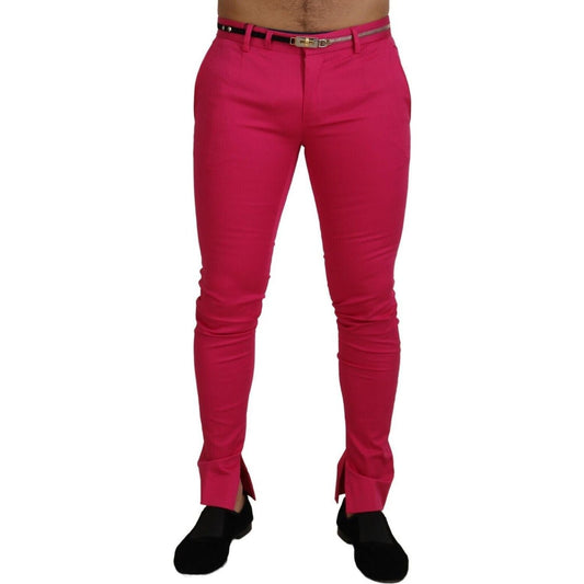 Dolce & Gabbana Chic Pink Cotton Blend Trousers pink-zipper-buckle-waist-trousers-pants
