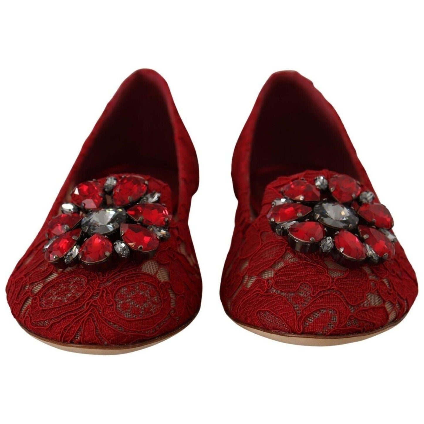 Dolce & Gabbana Radiant Red Lace Ballet Flats with Crystal Buckle red-lace-crystal-ballet-flats-loafers-shoes s-l1600-9-29-8303743b-315.jpg
