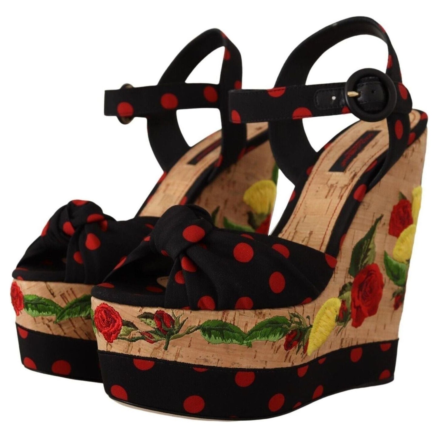 Dolce & Gabbana Multicolor Silk Blend Platform Heels multicolor-platform-wedges-sandals-charmeuse-shoes