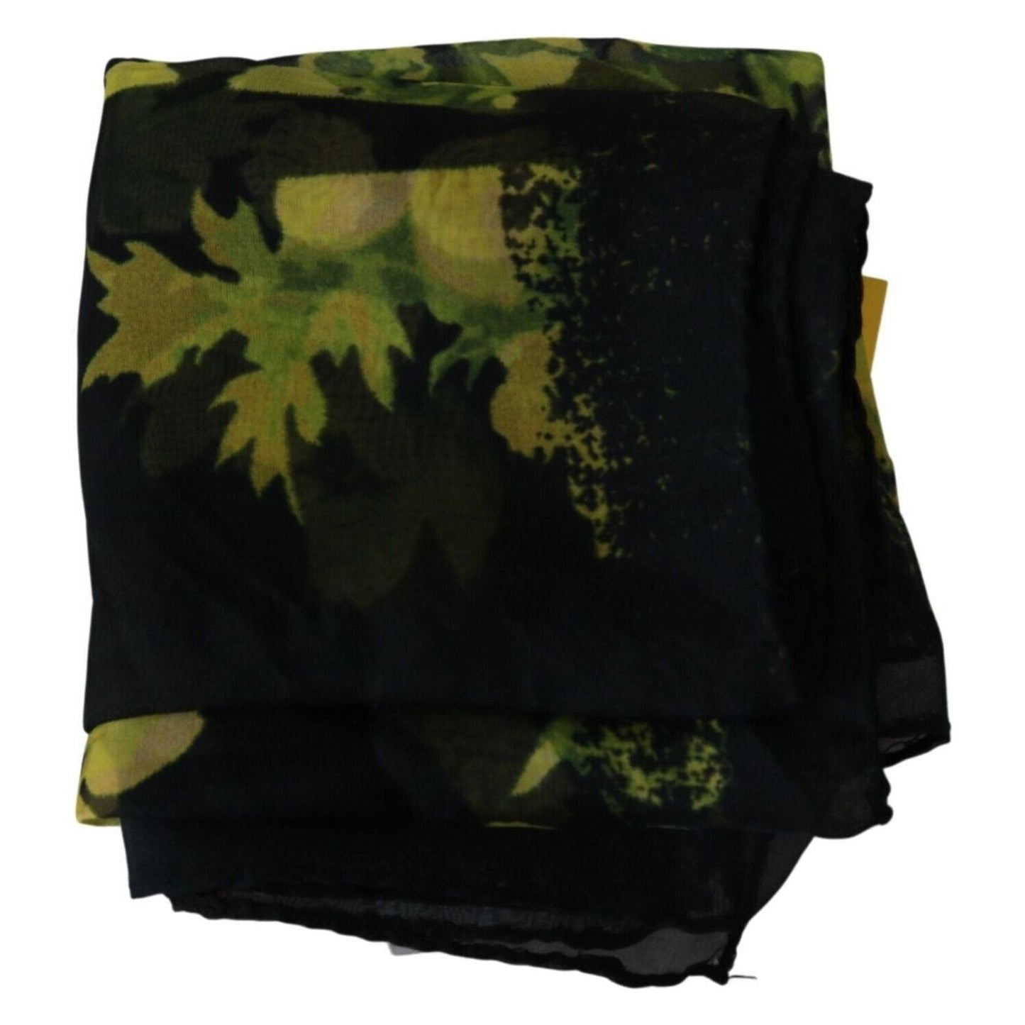GF Ferre Elegant Floral Silk Scarf black-yellow-floral-wrap-shawl-foulard-scarf